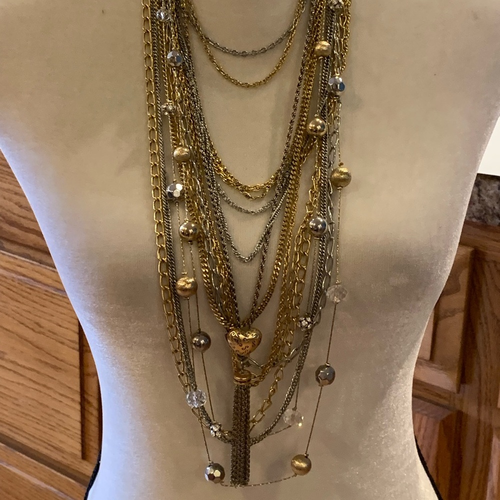 Vintage Multi-Layer Gold Silver Necklaces instant stack boho whimsigoth lot